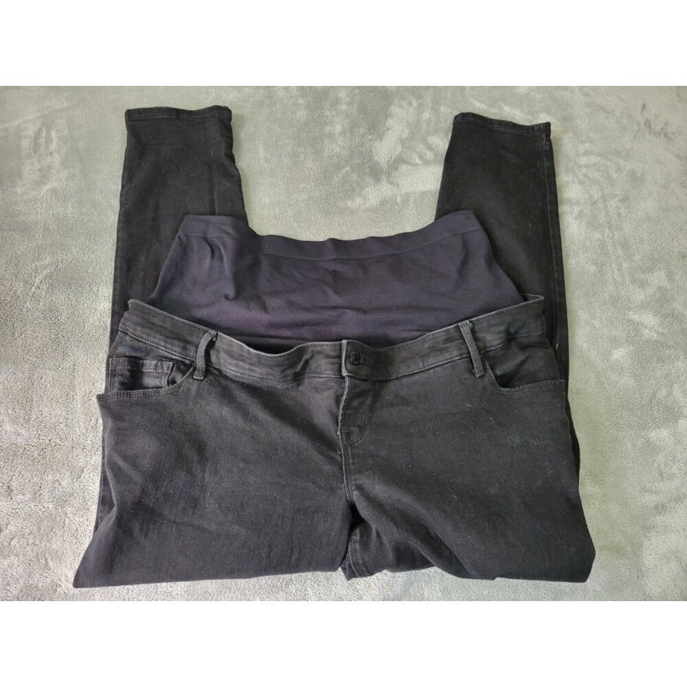 Old Navy Rockstar Maternity 18 Plus Black Skinny Jeans Elastic Waist SKI11E